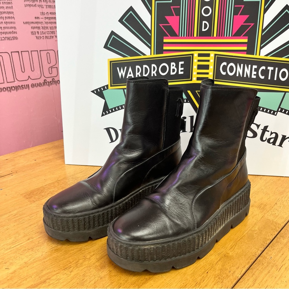 Puma x Fenty Black Platform Ankle Boots